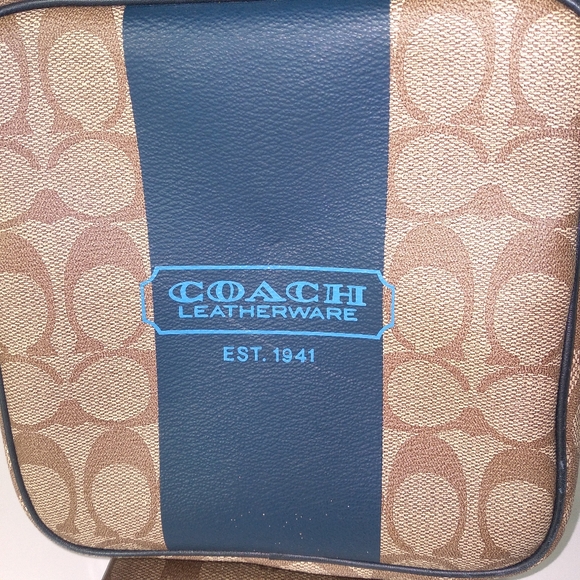Authentic Coach Heritage Signature Blue Stripe Leatherware Crossbody Bag - Picture 12 of 16